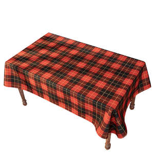 Nappe rectangulaire légère en coton motif à carreaux rouge moderne réutilisable pour les mariages et les fêtes en plein air - Product Image 1