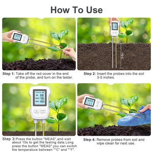 Analyseur de sol 3 en 1, double sonde, écran LCD numérique, humidité <span class=keywords><strong>du</strong></span> sol, pH, thermomètre, jardinage domestique, agriculture professionnelle - Product Image 4