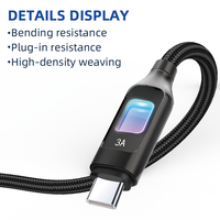 Câble de charge rapide 3A tressé en nylon avec connecteurs Type-C/USB, conducteur en cuivre pur pour téléphones mobiles et tablettes