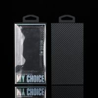 Boîte d'emballage en papier à motif fibre de carbone de luxe pour coque de téléphone, boîte d'emballage universelle haut et bas pour iPhone 17 Pro Max 16