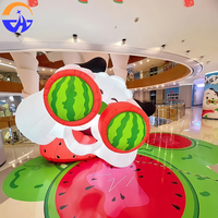 Modèle gonflable Chenghuang en forme de pastèque et de mouton avec télescope - Accessoires décoratifs d'extérieur sur le thème des fruits d'été pour centres commerciaux