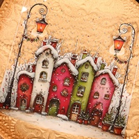 Autocollants de scrapbooking JAI IMAN, 24 feuilles, personnalisés, en PET transparent, grand format, thème de la ville de Noël, autocollants adhésifs