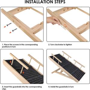 Rampe en <span class=keywords><strong>bois</strong></span> portable pour chiens et chats, hauteur réglable, design de garde-corps antidérapant, utilisation en <span class=keywords><strong>voiture</strong></span>, jouet pour chien - Product Image 3