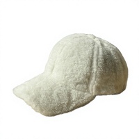 Casquette de baseball en fausse fourrure d'hiver, 6 panneaux, réglable, couleur unie, chapeau chaud à visière courte pour usage décontracté en extérieur