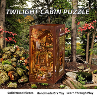 Cabane en bois Twilight : Jouet éducatif DIY à assembler, blocs de construction, puzzle tridimensionnel, modèle de maison, cadeau