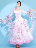 Vente en gros pas cher de haute qualité vêtements de performance blancs femmes adultes robe de compétition de salle de bal