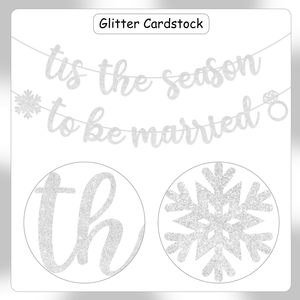 Striscione a Tema Invernale 'È la Stagione per Essere Sposi' con Fiocchi di Neve per Addobbi e Decorazioni per Feste Nuziali, Matrimoni e Fidanzamenti - Product Image 3
