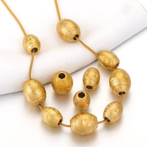 Aceworks ACS208 Matte Oval Spacer <b>Beads</b> | 18K PVD Gold Plated Stainless Steel Frosted <b>Large</b> Hole Barrel DIY Bracelet Necklace - Product Image 1
