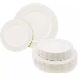 Assiettes jetables de 75 pouces (1025 mm) en plastique <span class=keywords><strong>rigide</strong></span>, colorées, gaufrées, à bords festonnés, style européen - Product Image 3
