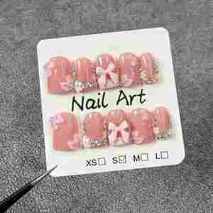 <span class=keywords><strong>Uñas</strong></span> Postizas Acrílicas Cortas Cuadradas en 3D <span class=keywords><strong>con</strong></span> Diseño de <span class=keywords><strong>Flores</strong></span>, Estilo Francés <span class=keywords><strong>Nude</strong></span>, Reutilizables, Hechas a Mano, Personalizadas - Product Image 4
