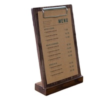 Panneau de menu en bois et support de tentes de table support de signe de mariage de restaurant avec panneau de pince pour couvertures de menu et outils
