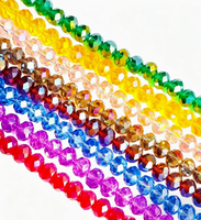 Manik-manik Kaca Facet Grosir 100 Warna Bening 12mm Multi Warna Manik Rondelle Manik Kristal untuk Pembuatan Perhiasan Tas Kristal