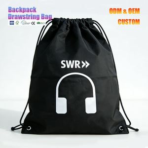 Promotional Cinch Large Polyester Foldable Waterproof Portable <b>Drawstring</b> <b>Backpack</b> for Sports Gym Swimming Beach - Product Image 1