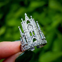 Bagues de mode de style château rétro européen et américain, bijoux en alliage tendance à découpe croisée créative pour nouveaux produits transfrontaliers