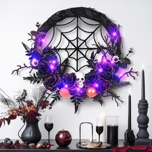 Décorations d'Halloween : Guirlande Araignée et Crâne, Fleurs Artificielles en Plastique Durables, Accessoires de Décoration de Fête, Ornements Suspendus Faits Main - Product Image 3