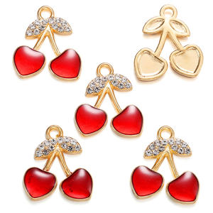 DZ021 rojo negro cereza encanto acrílico estéreo esmalte DIY encantos para bolsa pendiente collar joyería hacer colgante hecho a mano W428 - Product Image 2