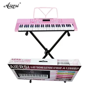 批发价格粉红色电子琴61键键盘钢琴led显示器电动教学钢琴玩具儿童音乐乐器