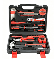 Boîte à outils portable 49 pièces, rouge et noir, avec poignée antidérapante pour l'assemblage et l'entretien en intérieur