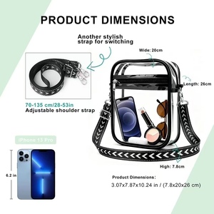 กระเป๋าสะพายข้างกันน้ำแบบใสพร้อมสายสะพายไหล่แบบปรับได้ มีจำหน่ายในขนาดใหญ่ กลาง และเล็ก - Product Image 4