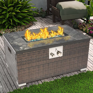 Enjoy 32'' Rectangular Modern Metal Propane/Natural Gas <b>Fire</b> <b>Pit</b> <b>Table</b> for Outdoor Heating - Product Image 3