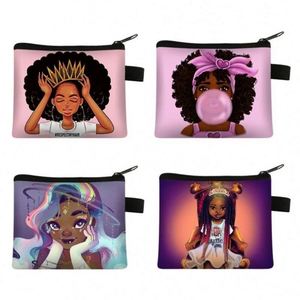 Monedero de poliéster portátil con estampado de moda, diseño de chica africana, para tarjetas de estudiante - Product Image 3