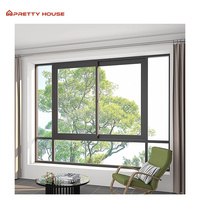 Fenêtre coulissante double en verre trempé à isolation thermique de style américain avec design grill