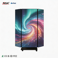 Afficheur LED pliable triple, signalétique numérique LED sur roulettes, affiche LED HD pour la réception d'hôtel, les magasins de vêtements et les publicités en centre commercial