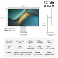 TCOLOR Premium Office Display 32 Inch 6K Monitor Black IPS Panel 450nit 10bit High Contrast 2000:1 with USB-C PD 95W for MacBook
