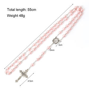 진주 8mm 비즈 묵주 목걸이 세인트 메리 아버지 센터피스 성체 묵주 - Product Image 6