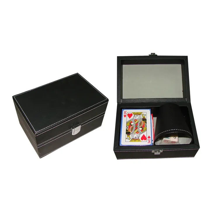 Oyun PU deri kutu Poker çantası zar fincanı oyun kartı seti