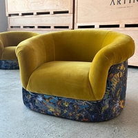 Fauteuil d'appoint en velours personnalisable, tissu floral bicolore, chaise de loisirs pour villa et hôtel, vente en gros de meubles directement de l'usine