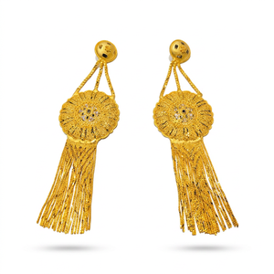 Women's 24K Gold Plated Brass Tassel <b>Earrings</b> Hiphop Style Diamond Statement Jewelry Fashion Party Wedding Engagement Wear - Product Image 1