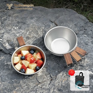 Aluminum <b>Camping</b> Pot With Wooden Handle Portable Outdoor Cooking Pot All Seasons Use - Product Image 2