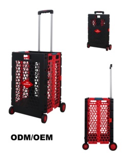 Carrito de compras plegable de plástico, carrito personal con 4 ruedas, carrito de malla, carrito de compras hueco a mano, gran capacidad - Product Image 1