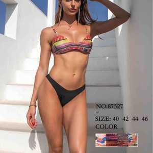 Costume da bagno bikini push-up da donna due pezzi, top imbottito con allacciatura al collo e slip a vita alta, elegante, all'ingrosso 87527 - Product Image 1