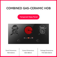 Kompor Gas 5 Tungku Empat Tungku Gas dan Satu Tungku Listrik Multifungsi Panel Kaca Cocok untuk Penggunaan Rumah Tangga