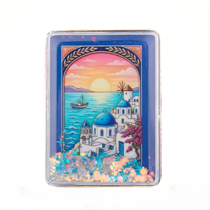 Aimant de réfrigérateur personnalisé avec logo, souvenir de plage, en acrylique transparent, avec sable mouvant, pour la Grèce, Dubaï, Italie, Côte – Cadeau idéal pour la vente en gros - Product Image 4
