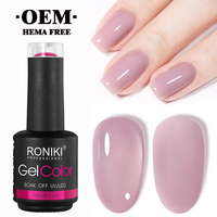 RONIKI Vernis à ongles UV sans HEMA de 15ml avec logo personnalisé Gel de trempage avec marque privée Créez votre propre marque