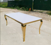 Chaises et tables de mariage à dossier rectangulaire en acier inoxydable de style européen en stock pour banquets et mariages