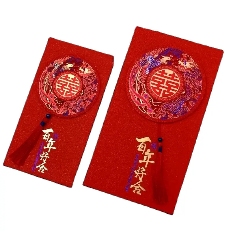 Aangepaste Print Rood Pakje Nieuwe Jaar Chinese Traditionele Hong Bao Groet Rode Geld Envelop