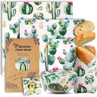 Lot de 3 enveloppes en cire d'abeille réutilisables pour la conservation des aliments, écologiques, sans plastique, durables, pour couvrir les bols ; stockage alimentaire éco-responsable et zéro déchet
