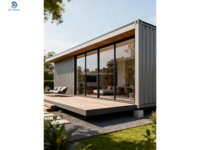 Maison préfabriquée modulaire en conteneurs à deux étages avec grande façade vitrée