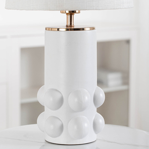 Drum Fabric Shade Decor <strong>Gloss</strong> Contemporary <strong>Table</strong> <strong>Lamp</strong> Creative Design <strong>White</strong> Ceramic Nightstand Side Bed <strong>Lamp</strong> for Living Room - Product Image 3