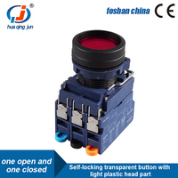 Huaqingjun bouton Transparent Led rouge autobloquant pas de bouton poussoir NC interrupteur pour contacteur
