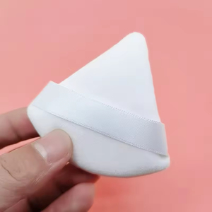 Houppette triangulaire en velours personnalisable avec logo, lavable, double usage, éponge douce pour le maquillage du visage et des yeux - Product Image 6