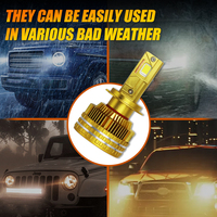 Vente en gros nouvelle ampoule de phare LED de voiture dorée 300W/30000LM par paire LEDH4 H13 9004 9007 modèle ampoule d'éclairage de voiture haute Performance