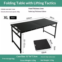 Table pliante ronde légère et portable en acier inoxydable moderne pour l'extérieur, réglable en hauteur par système hydraulique