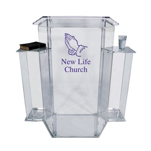 Soporte de púlpito de iglesia de acrílico grande de podio real de acrílico transparente personalizado para presentaciones y conferencias - Product Image 1
