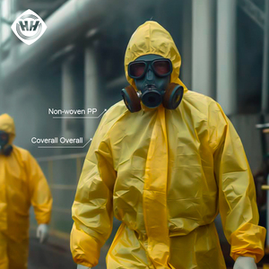 Hóa chất phù hợp với y tế Coverall dùng một <span class=keywords><strong>l</strong></span>ần Coverall phù hợp với bán buôn CE bảo vệ tổng thể y tế bảo vệ Overalls hồ Bắc haixin - Product Image 1