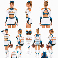 Seragam Cheerleading Custom AB Rhinestone Leotard Lengan Panjang Bahan Spandex Bernapas untuk Pertandingan Tim